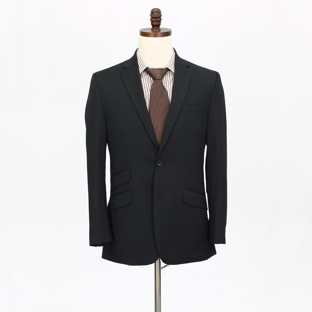 Kenneth Cole 38R Black Solid 2-Button Sport Coat Blazer Jacket W082